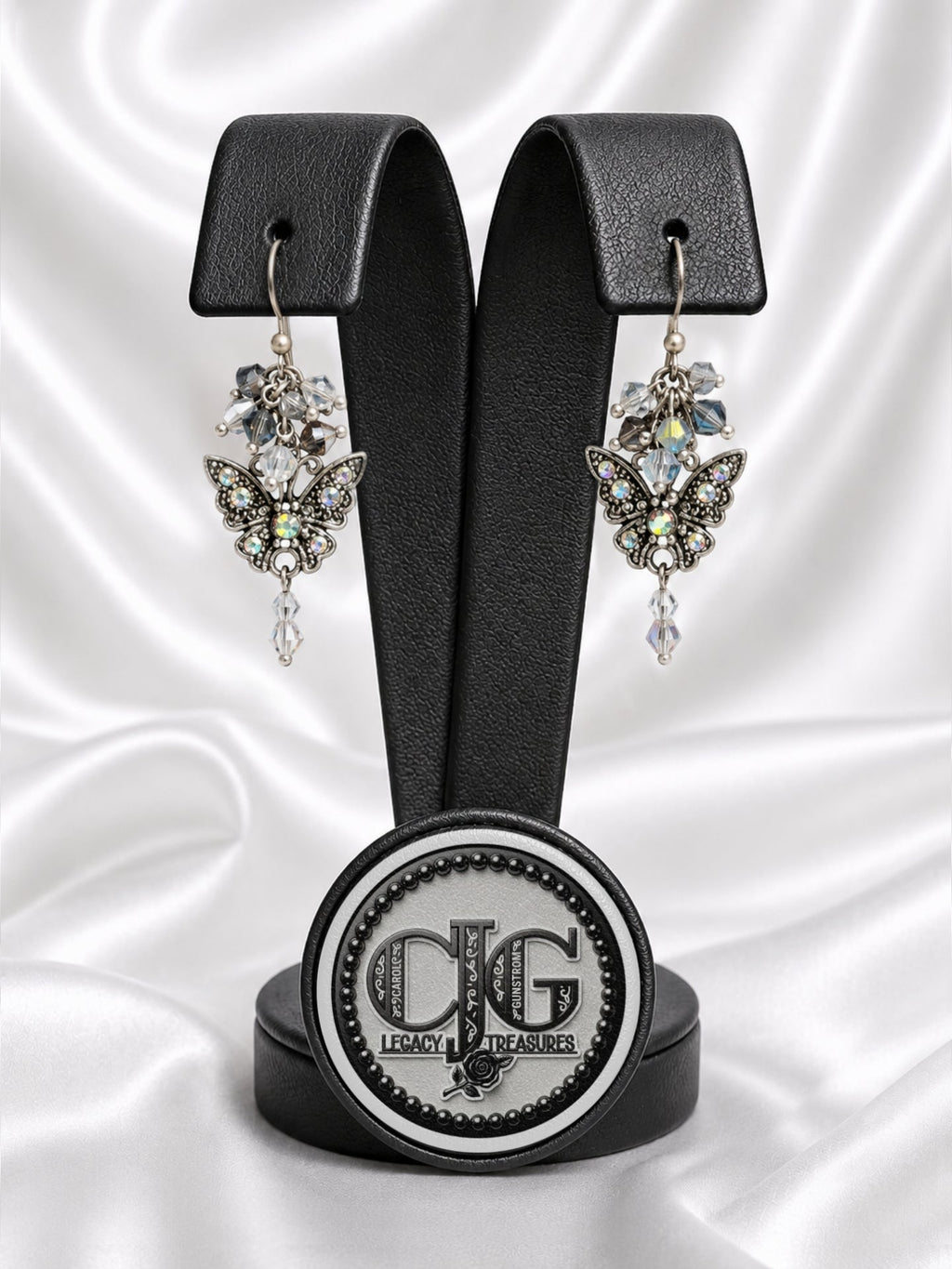 Iridescent Butterfly Crystal Cluster Earrings