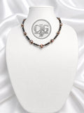 Black Crystal & Floral Resin Bead Necklace