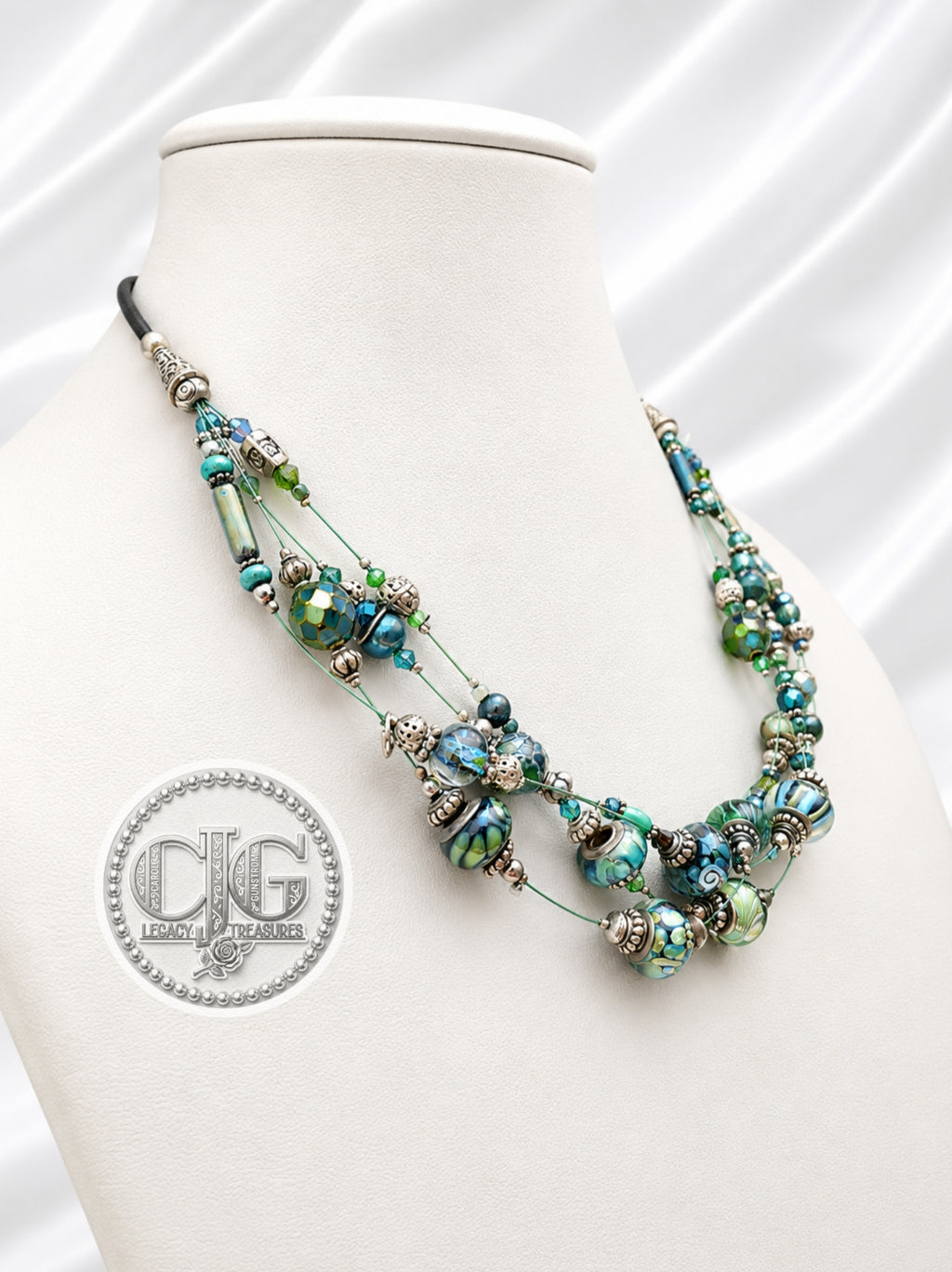 Enchanted Forest Lampwork Glass Illusion Necklace