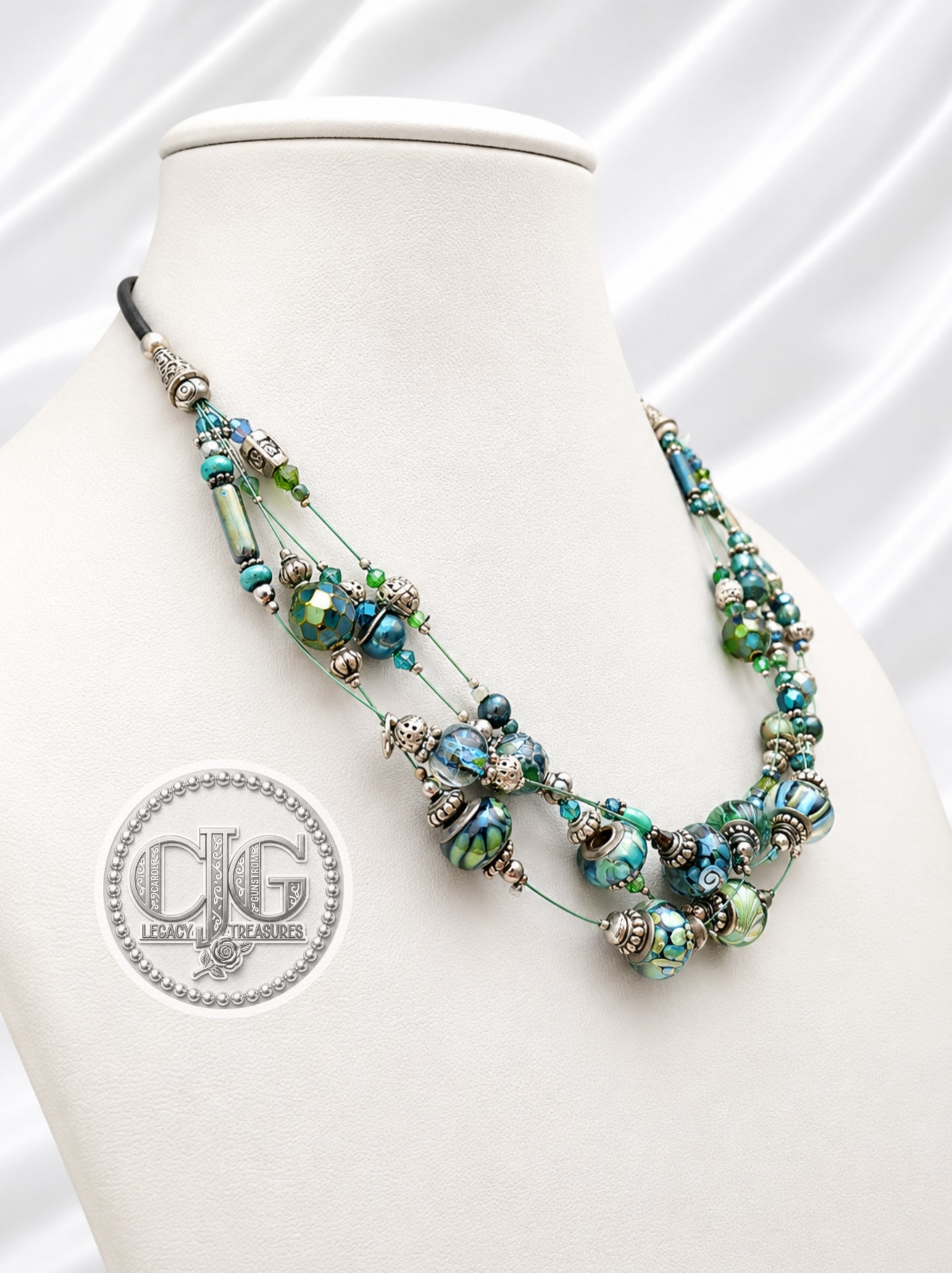 Enchanted Forest Lampwork Glass Illusion Necklace