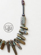 Iridescent Spiked Aura Quartz & Beaded Necklace