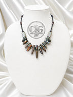 Iridescent Spiked Aura Quartz & Beaded Necklace
