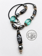 Snowflake Obsidian Barrel Pendant Necklace