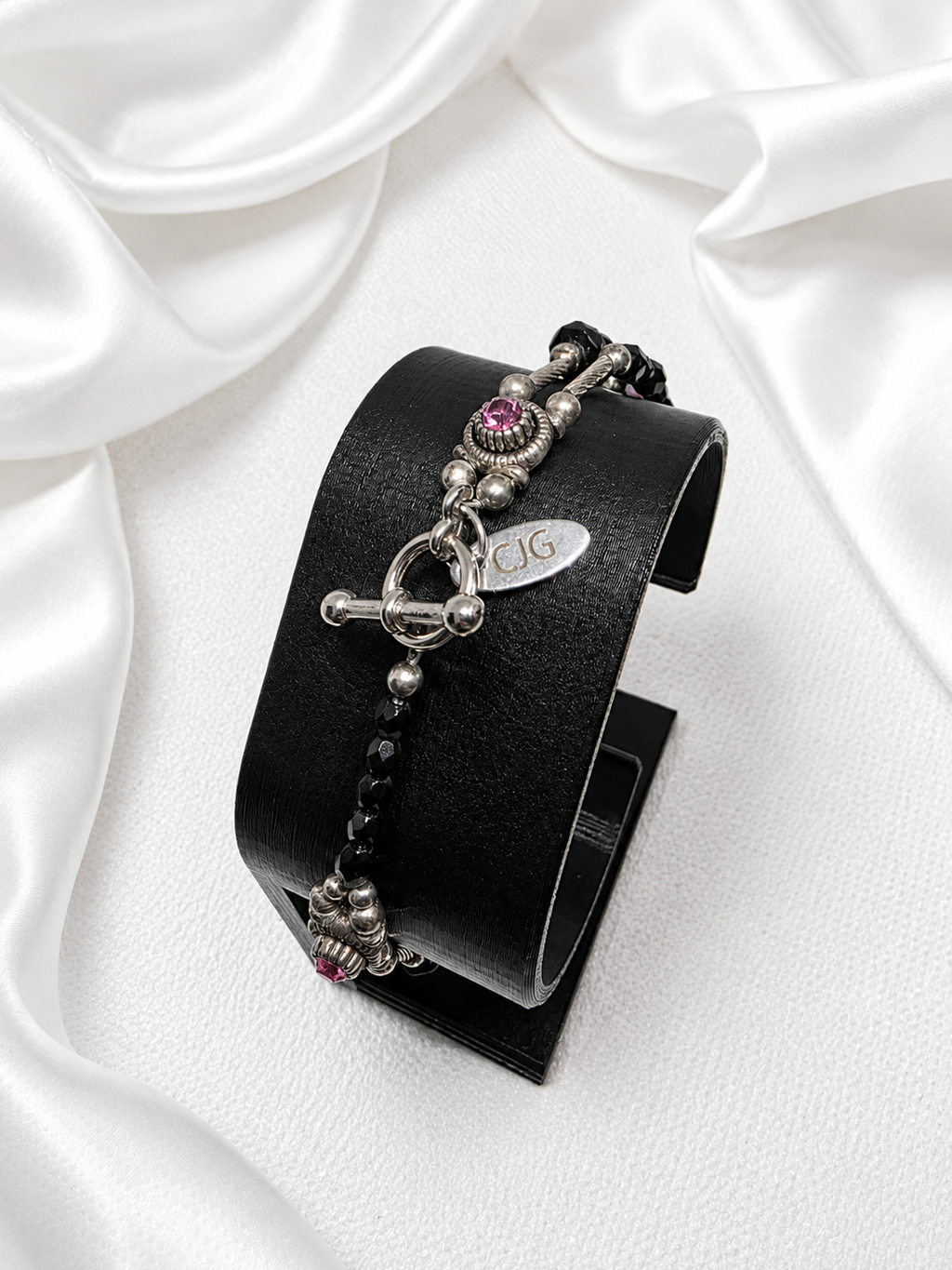 Black-Pink Rose Garden Bracelet