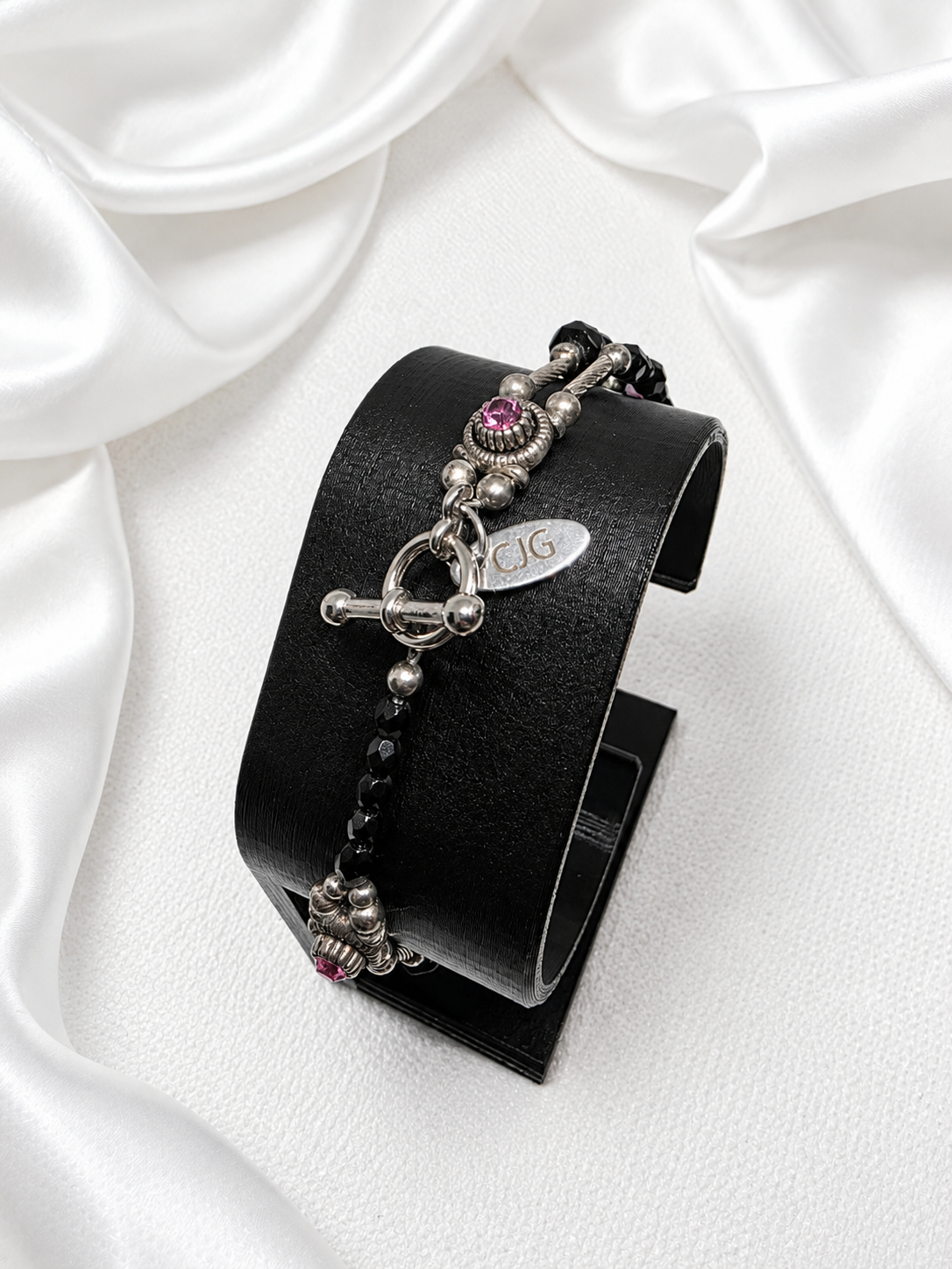 Black-Pink Rose Garden Bracelet