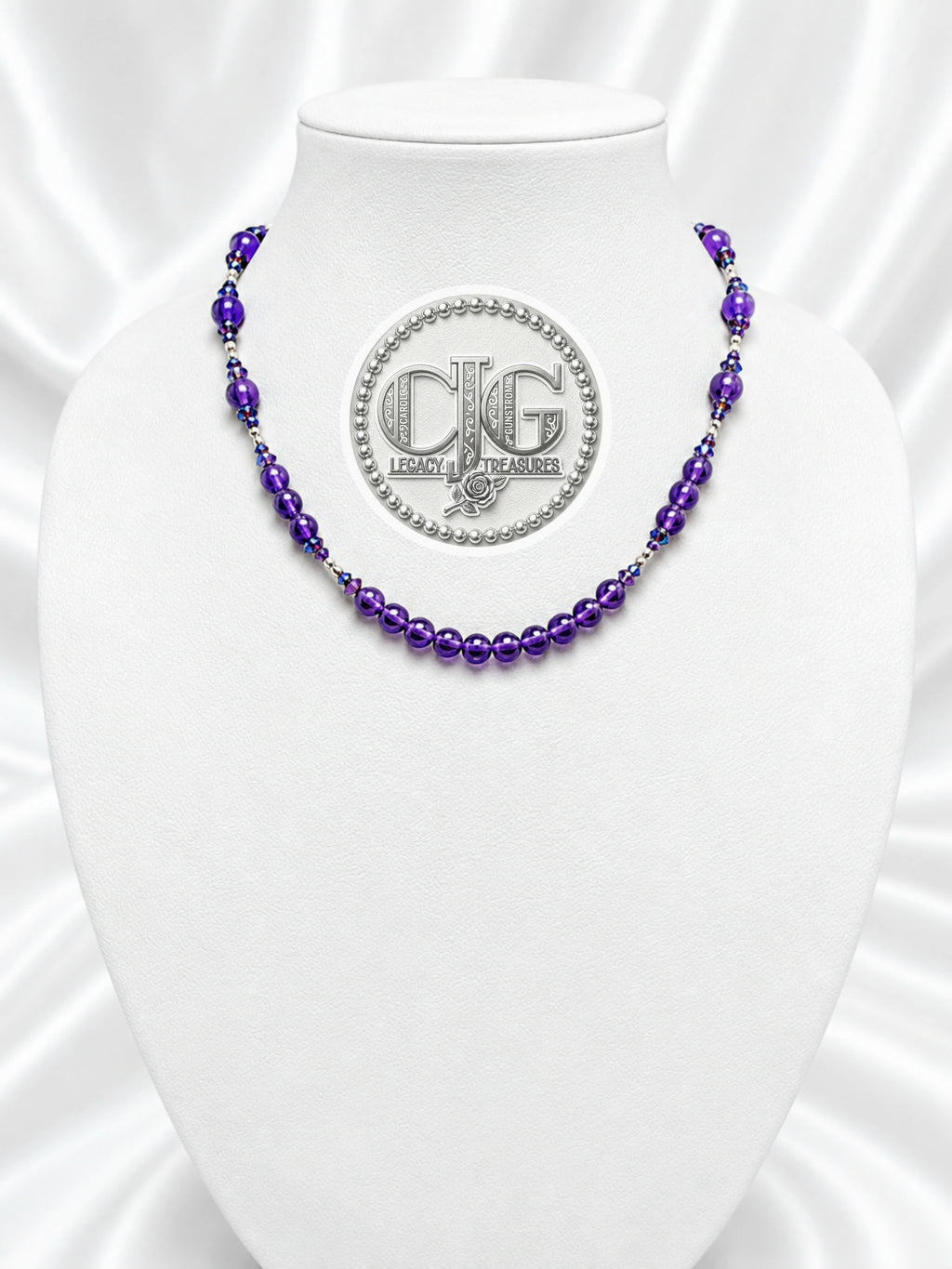 Amethyst & Iridescent Beaded Necklace