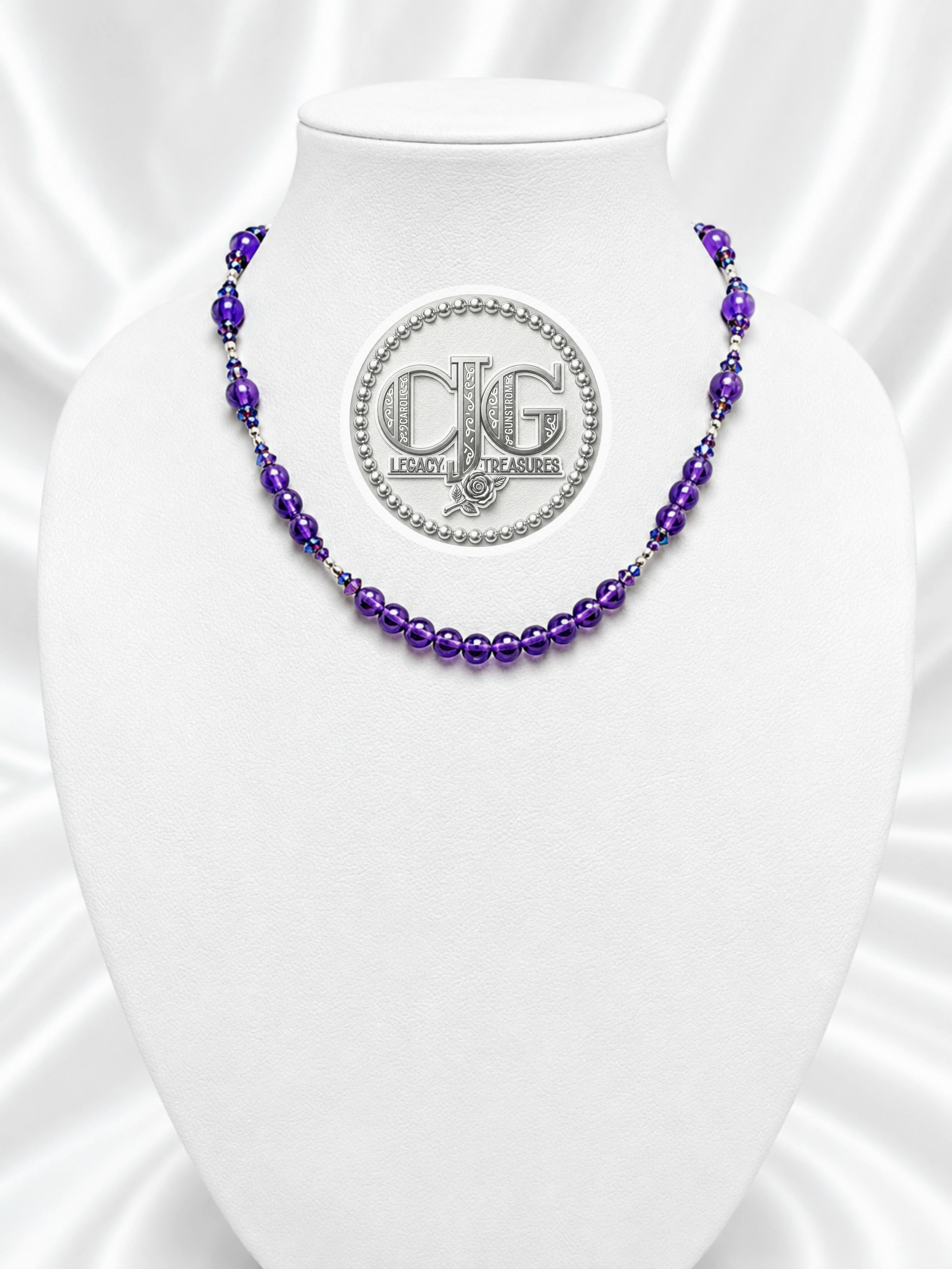 Amethyst & Iridescent Beaded Necklace
