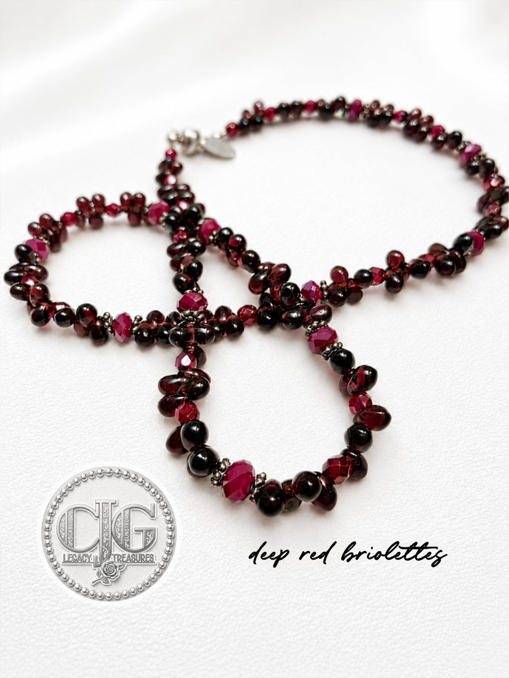 Garnet & Ruby Briolette Cluster Necklace