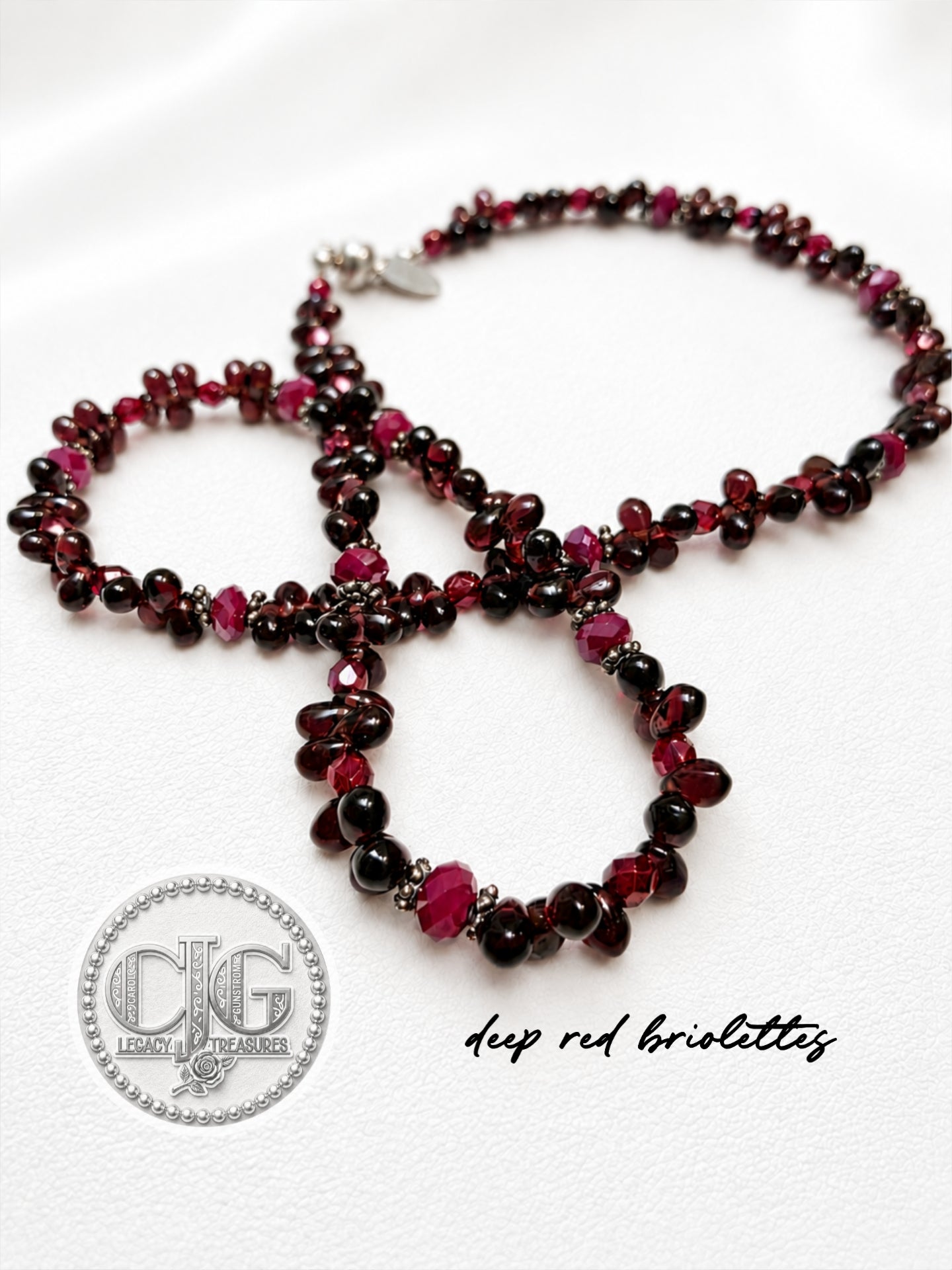 Garnet & Ruby Briolette Cluster Necklace