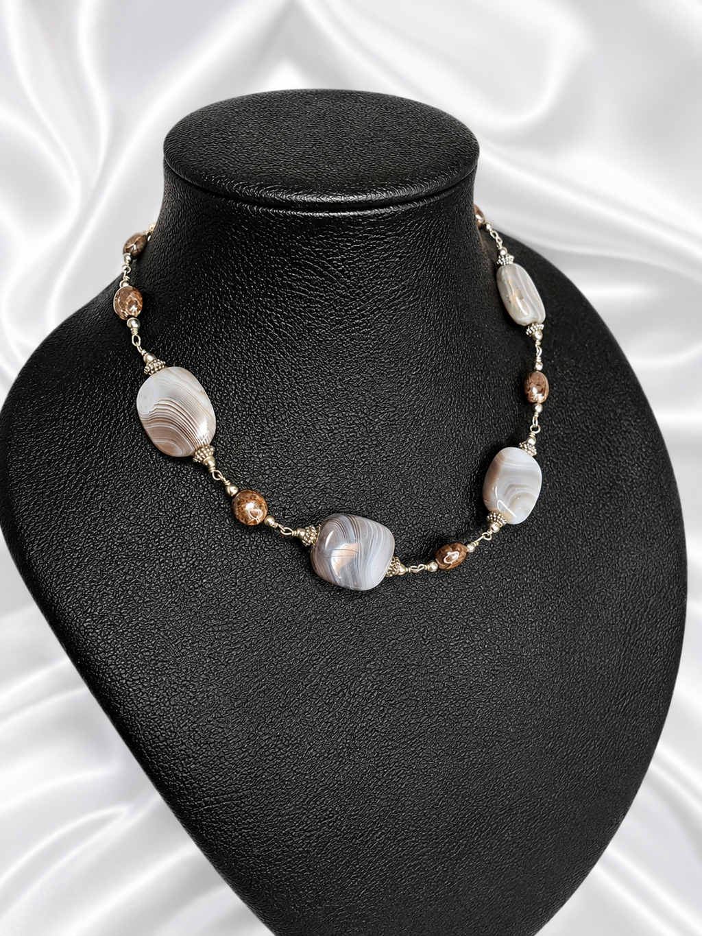 Grey-Brown Botswana Agate & Jasper Necklace