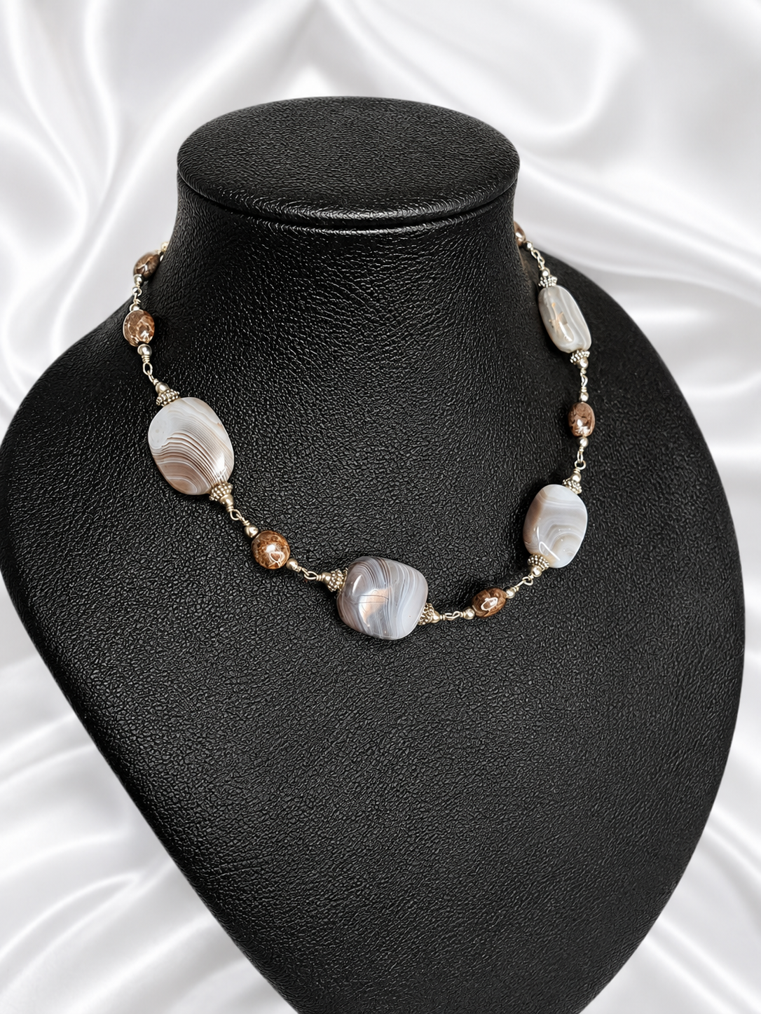Grey-Brown Botswana Agate & Jasper Necklace