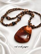 Bronze River Pearl & Red Jasper Necklace