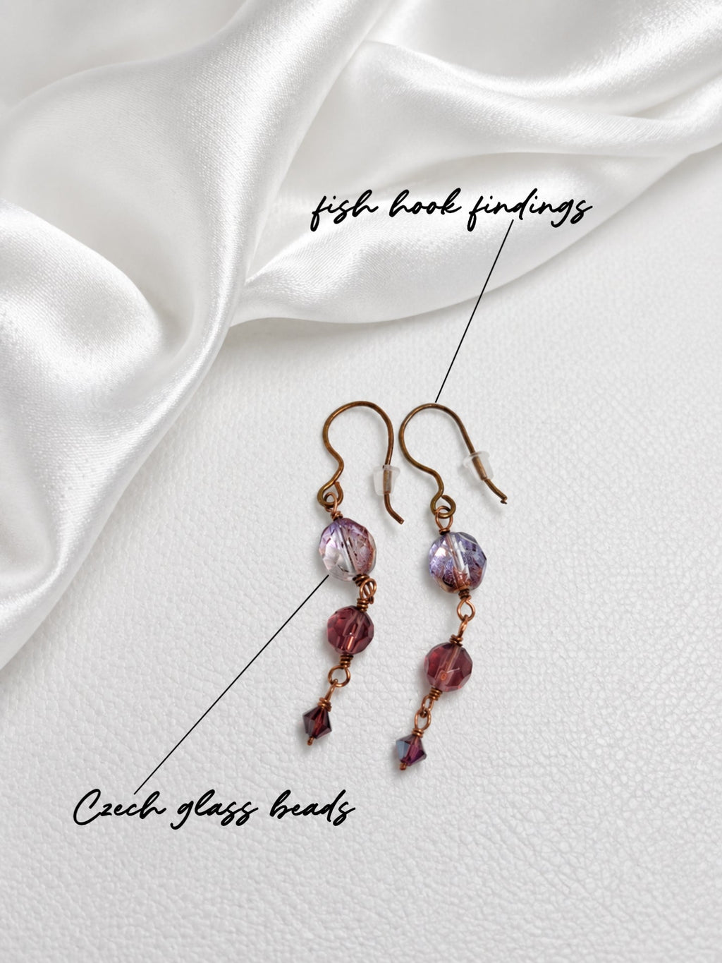 Lavender-Blush Crystal Copper Earrings