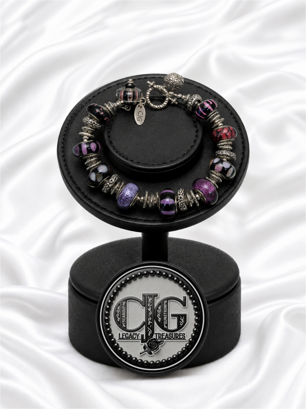 Midnight Plum Pandora Glass Bead Bracelet