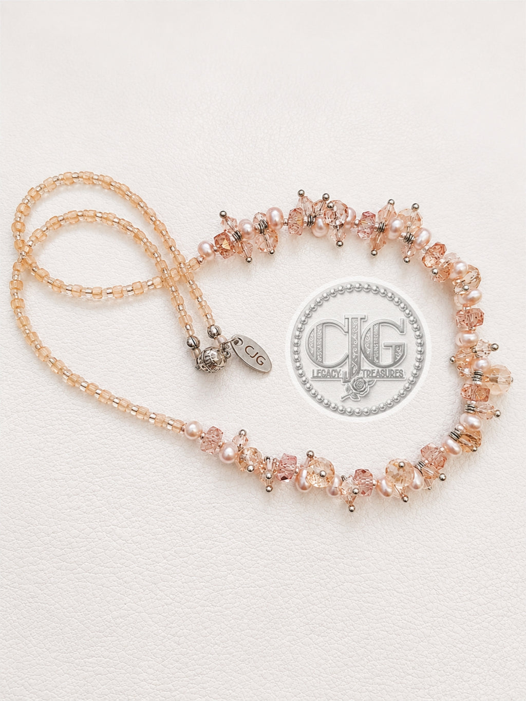 Blush Pearl & Crystal Cluster Necklace