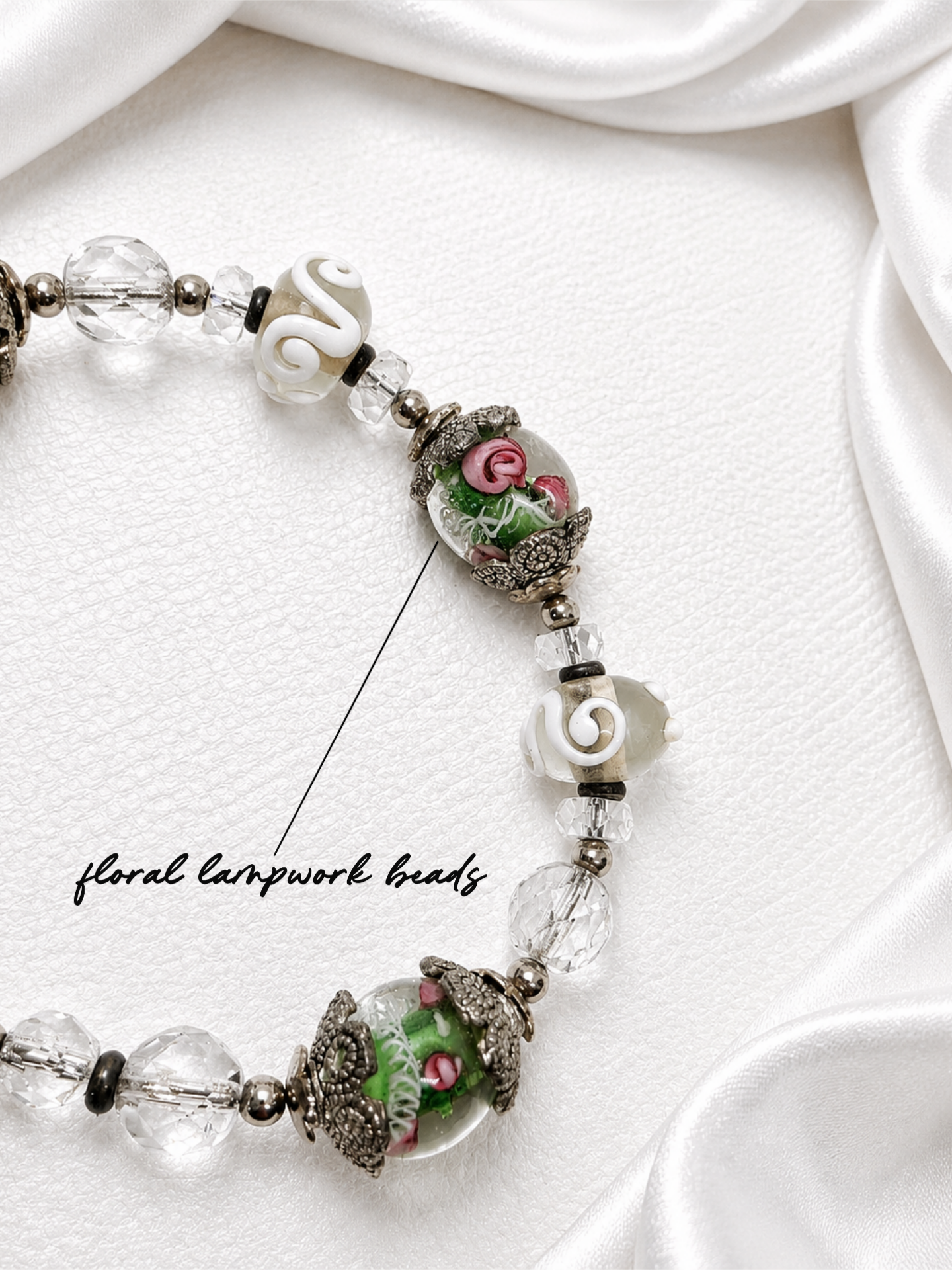 Garden Rose Lampwork Bracelet