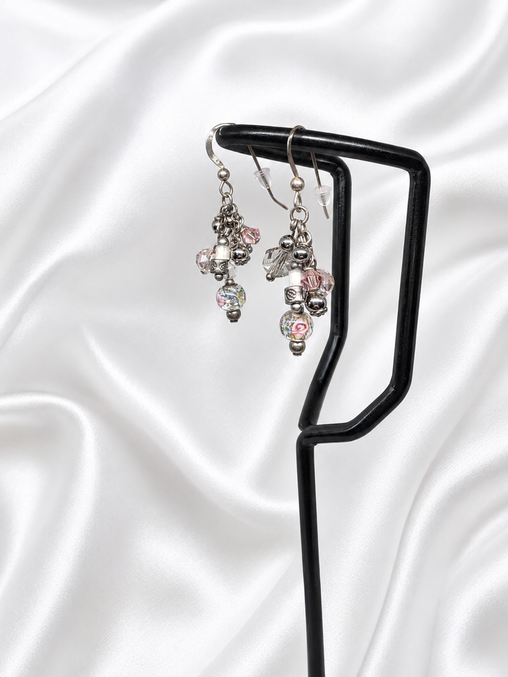Floral Crystal Cascade Cluster Earrings