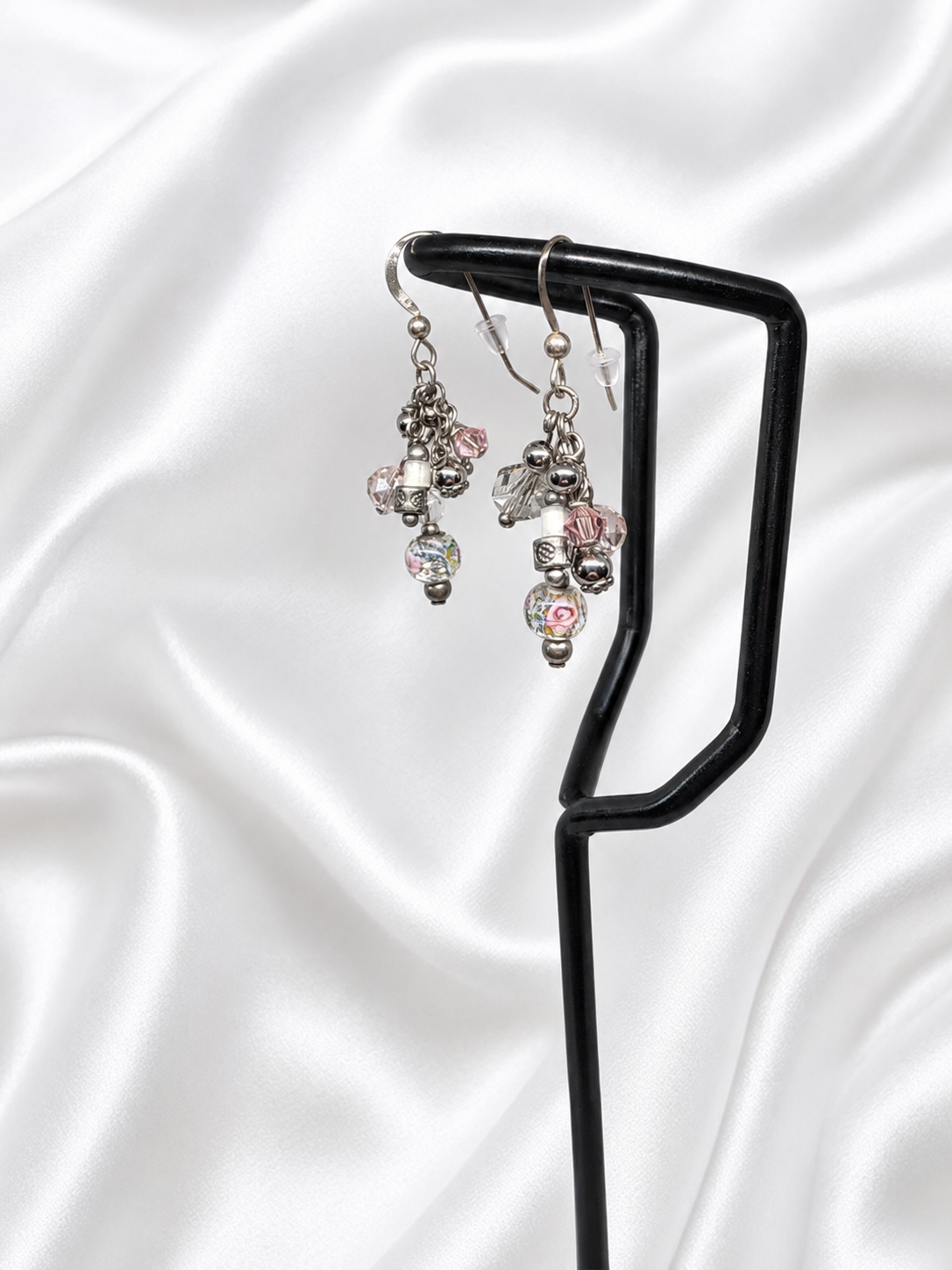 Floral Crystal Cascade Cluster Earrings