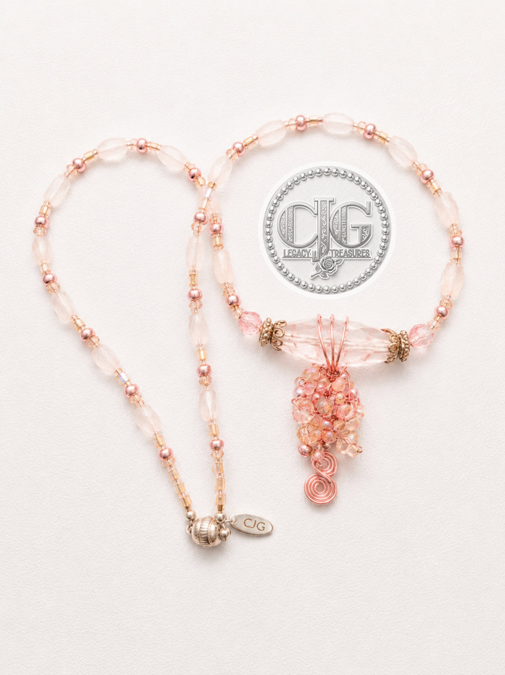 Rose Quartz Crystal Cascade Necklace