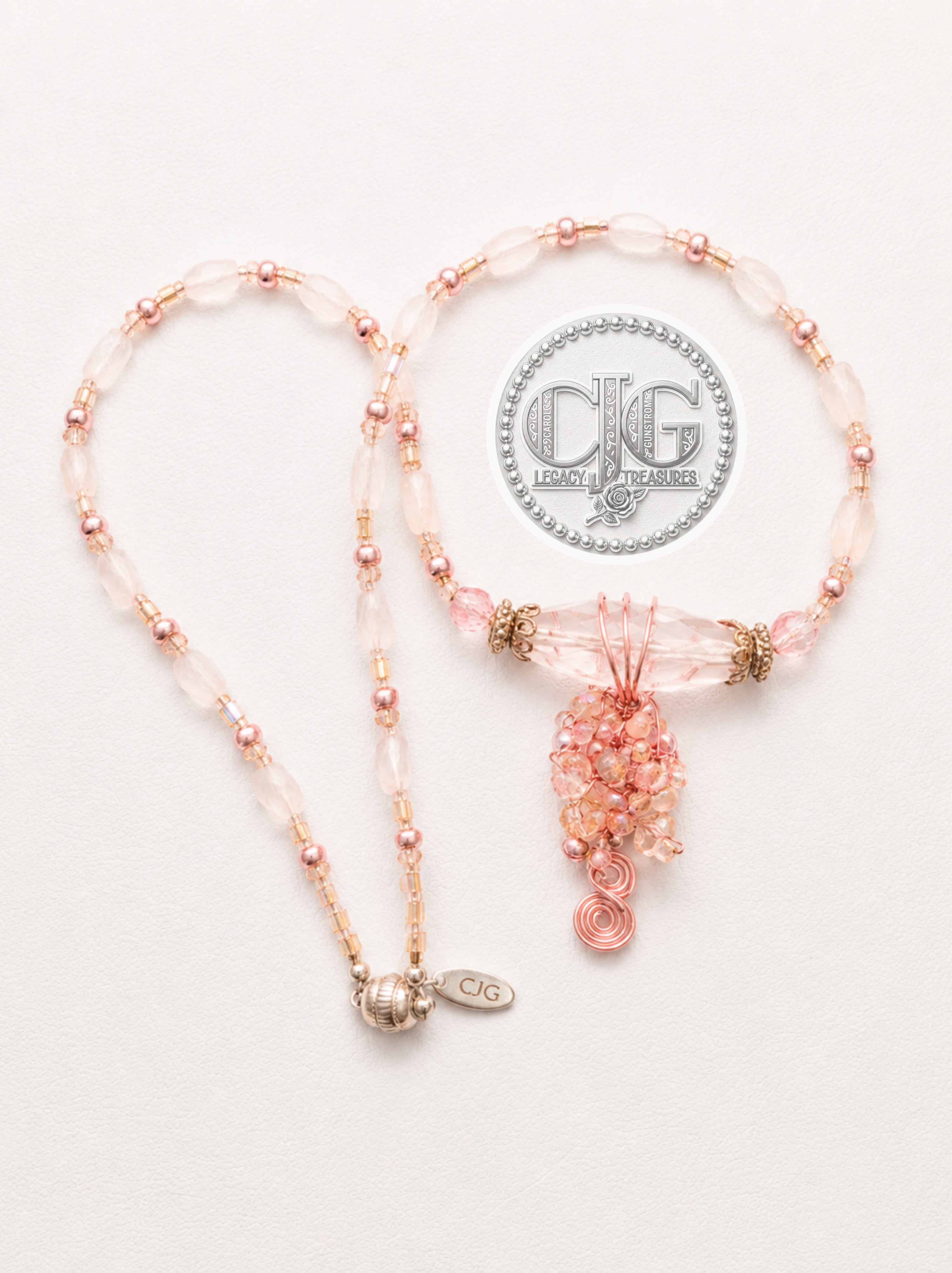Rose Quartz Crystal Cascade Necklace