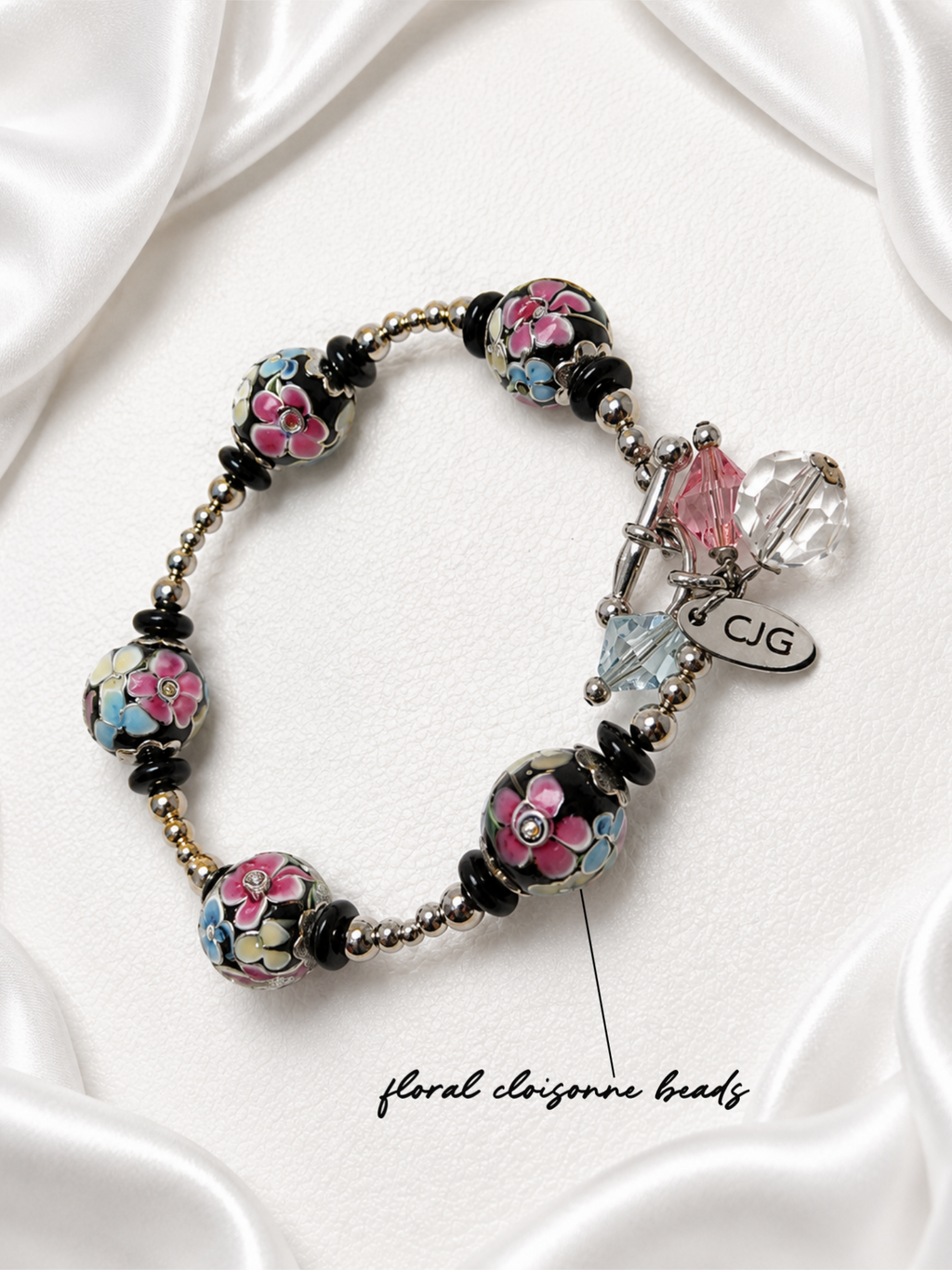 Midnight Floral Lampwork Bracelet