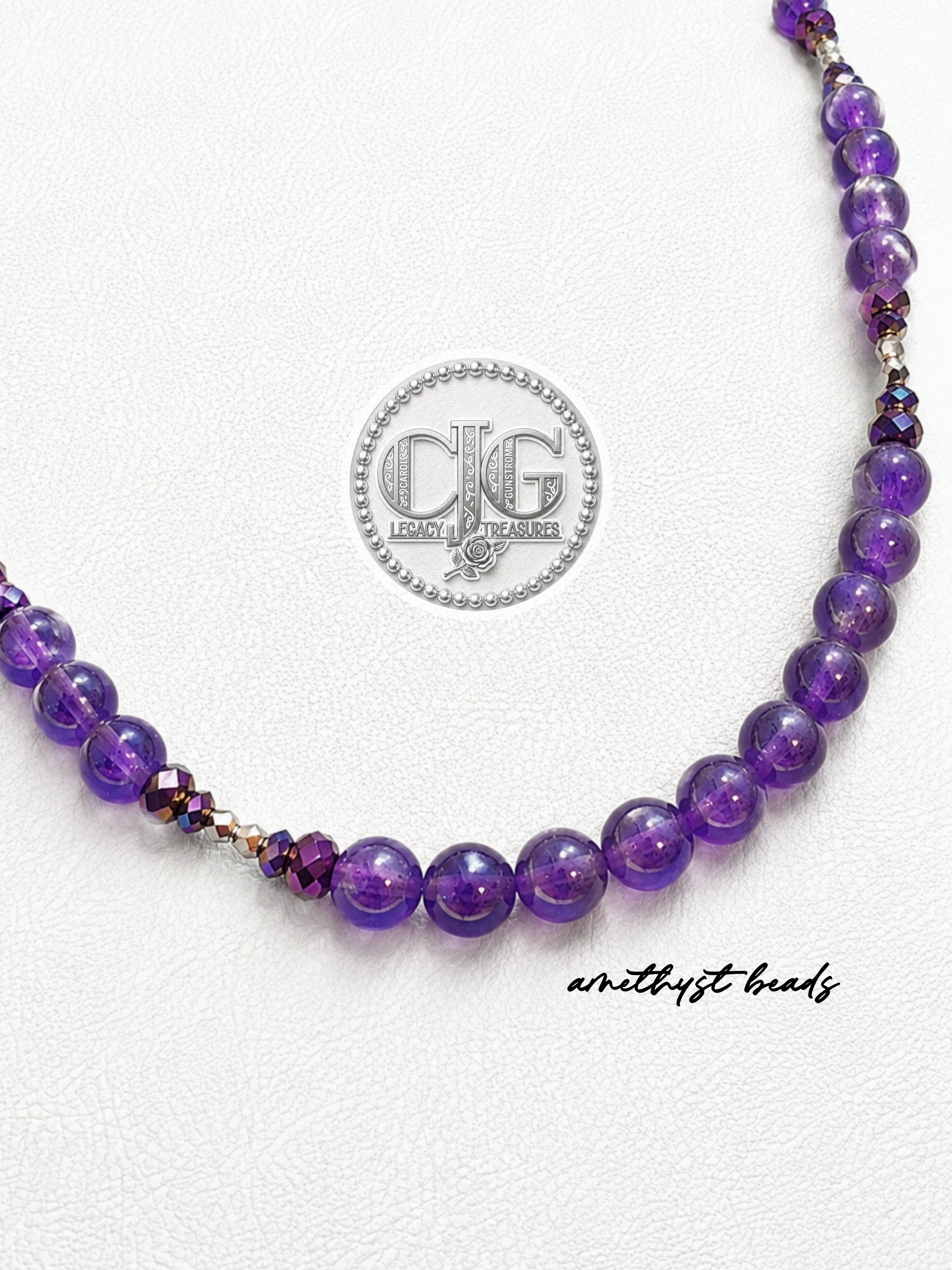 Amethyst & Iridescent Beaded Necklace