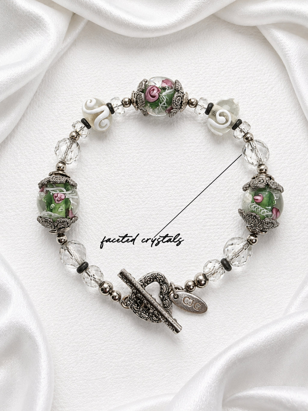 Garden Rose Lampwork Bracelet