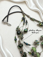 Emerald Floating Lampwork Glass Necklace
