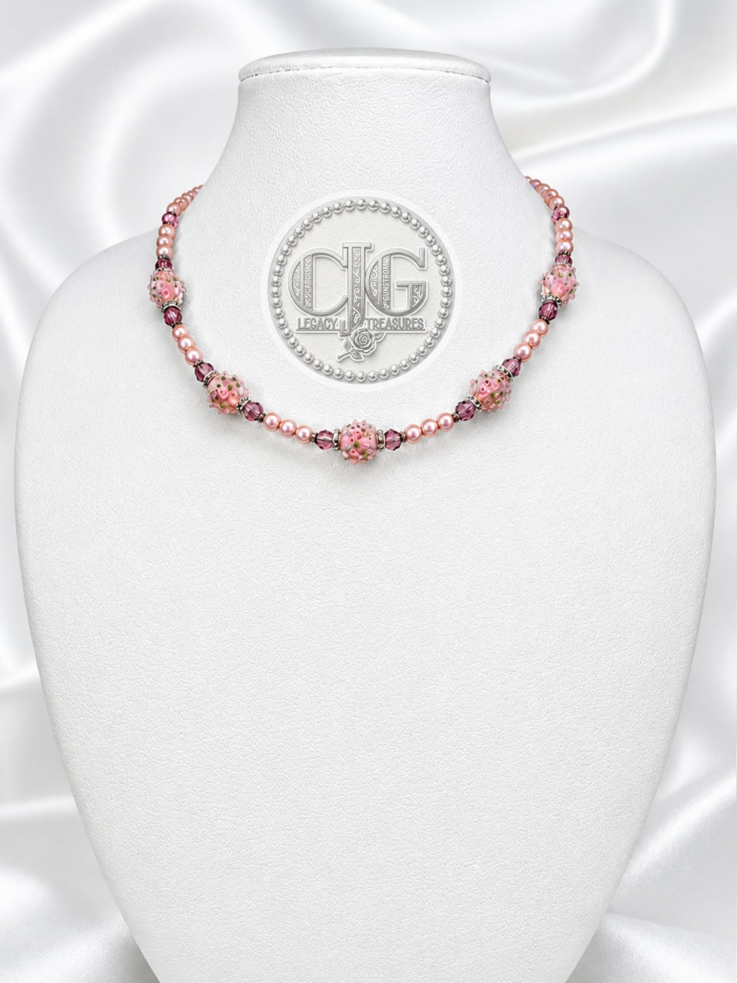 Rose Garden Pearl & Lampwork Necklace