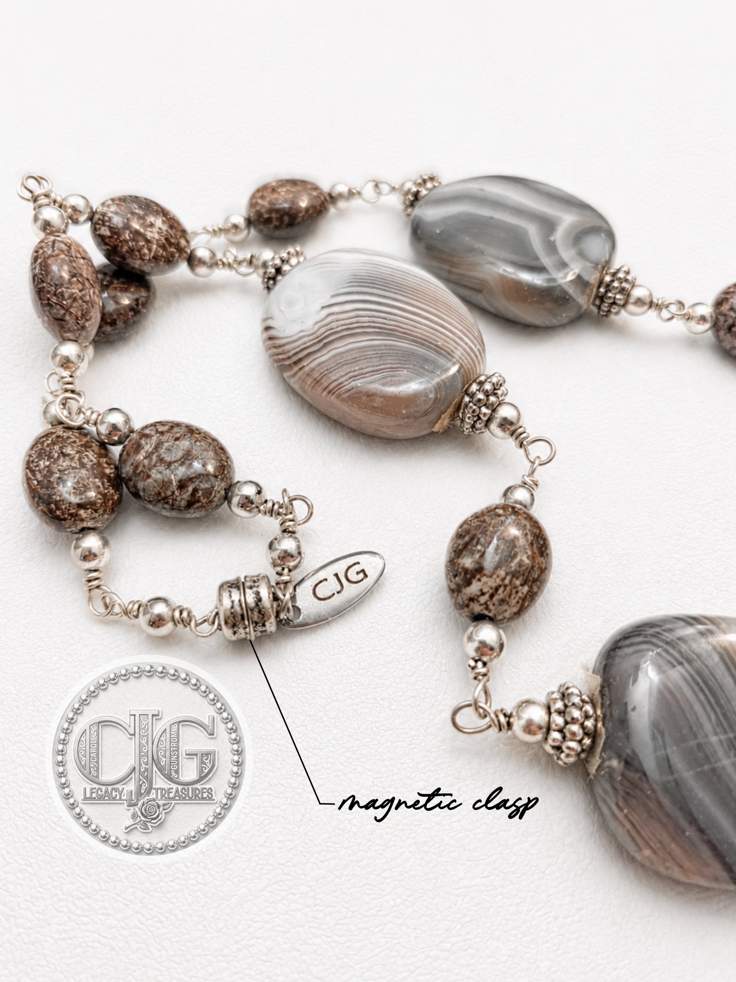 Grey & Brown Lace Agate Necklace