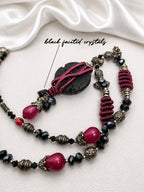 Wine Red Wire Wrap & Lava Rock Necklace