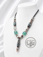 Snowflake Obsidian Barrel Pendant Necklace