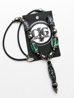 Snowflake Obsidian Barrel Pendant Necklace