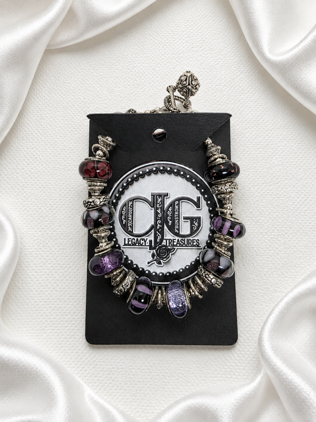 Midnight Plum Pandora Glass Bead Bracelet