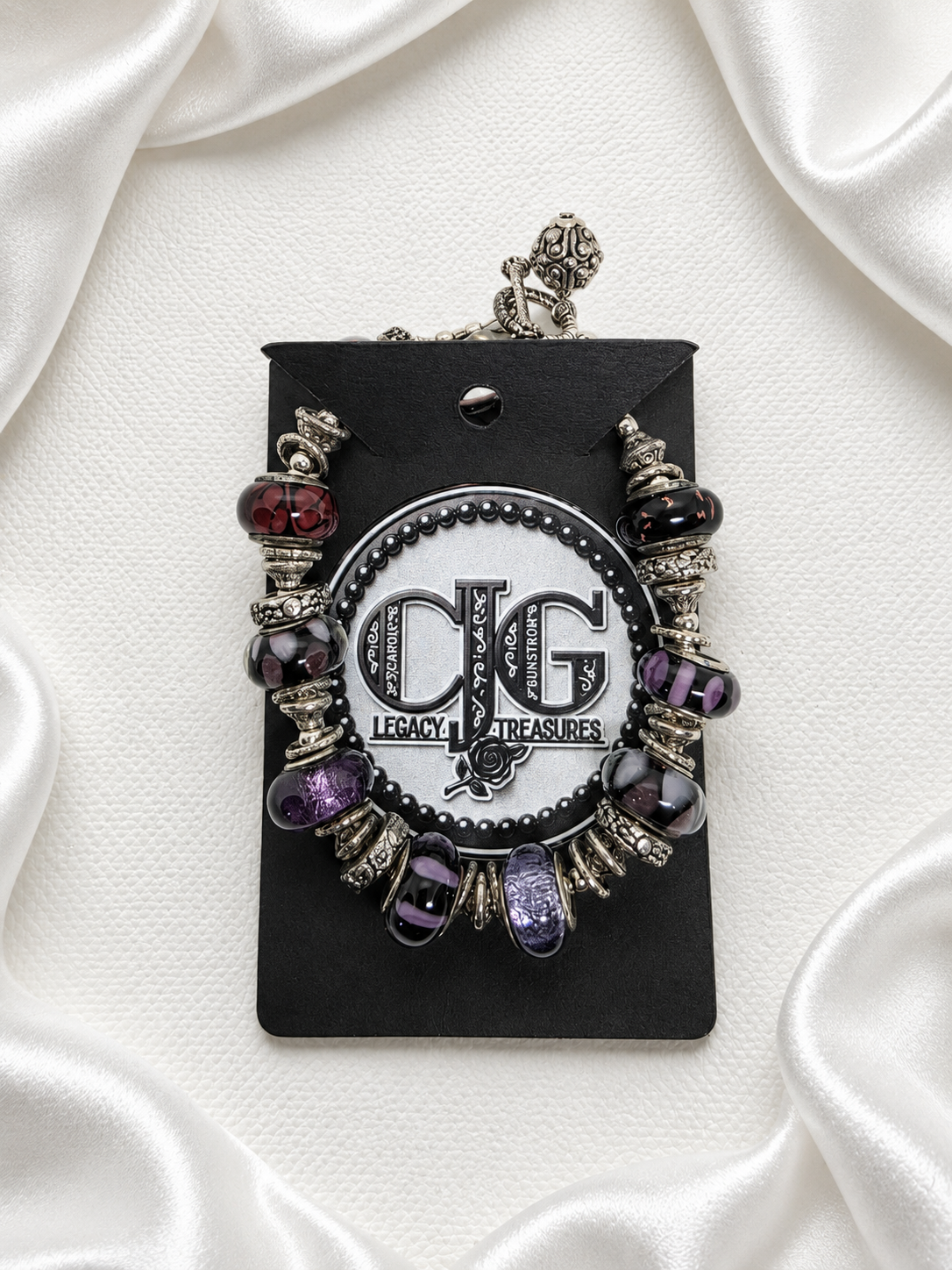 Midnight Plum Pandora Glass Bead Bracelet