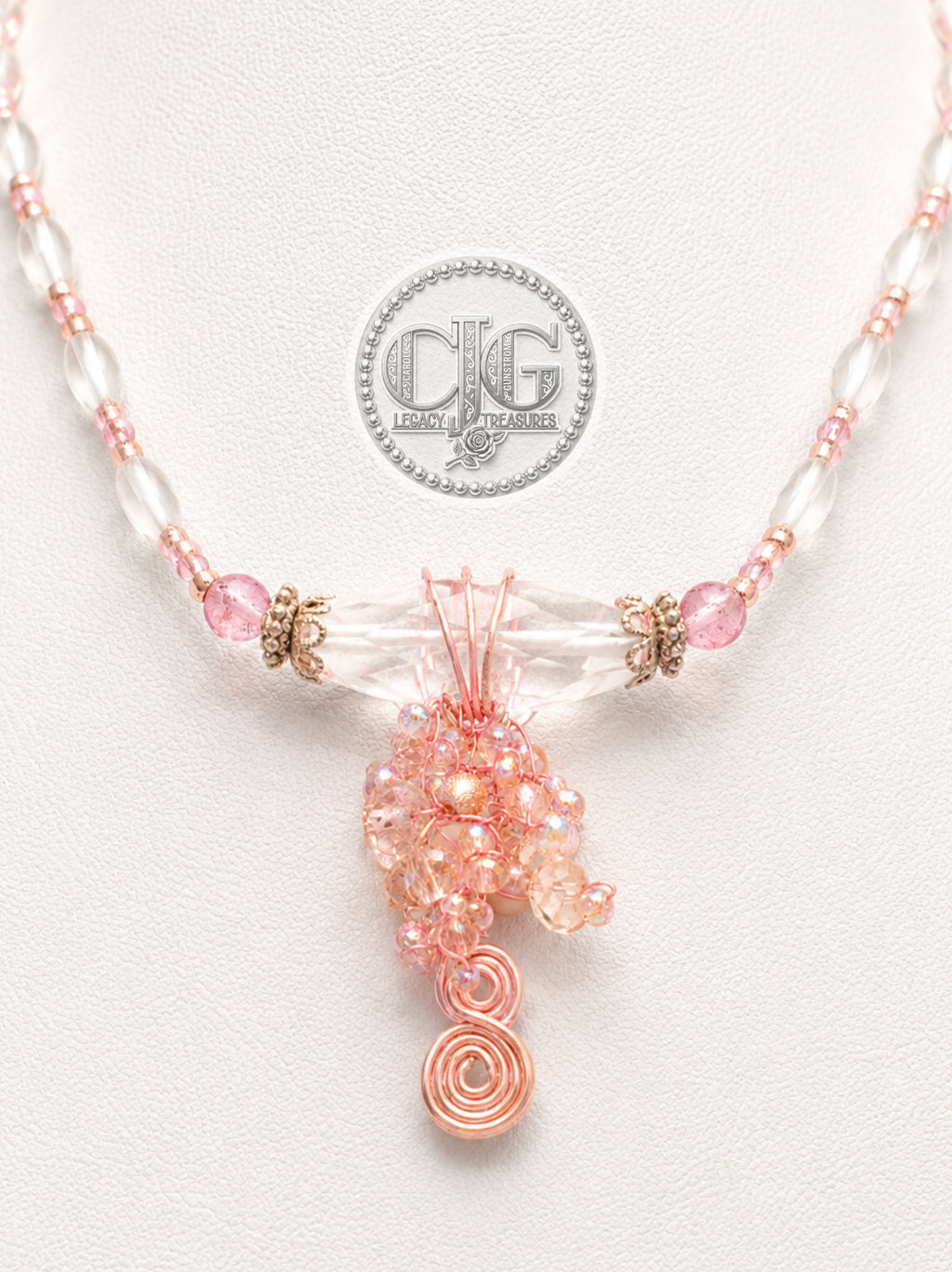Rose Quartz Crystal Cascade Necklace