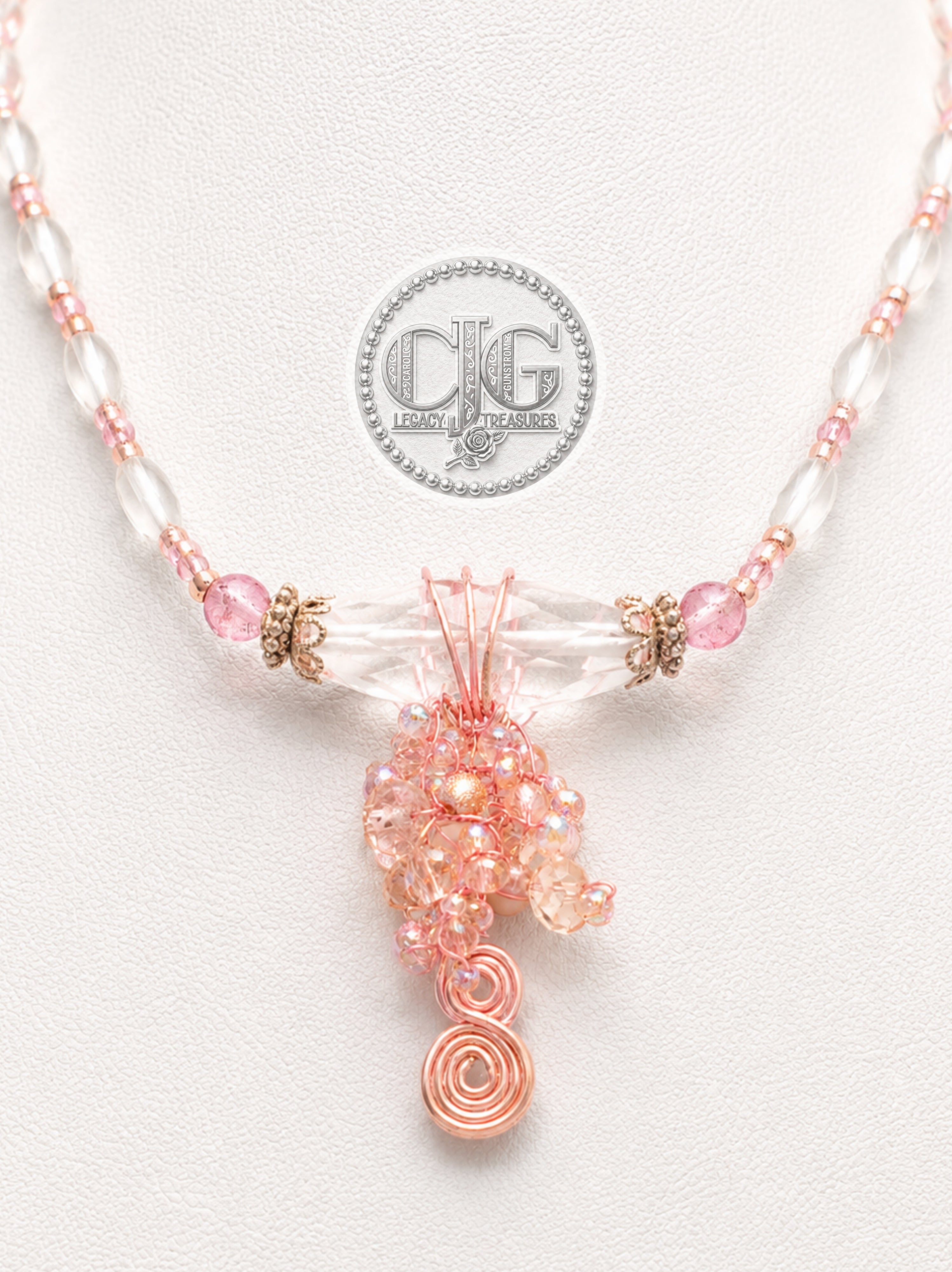 Rose Quartz Crystal Cascade Necklace