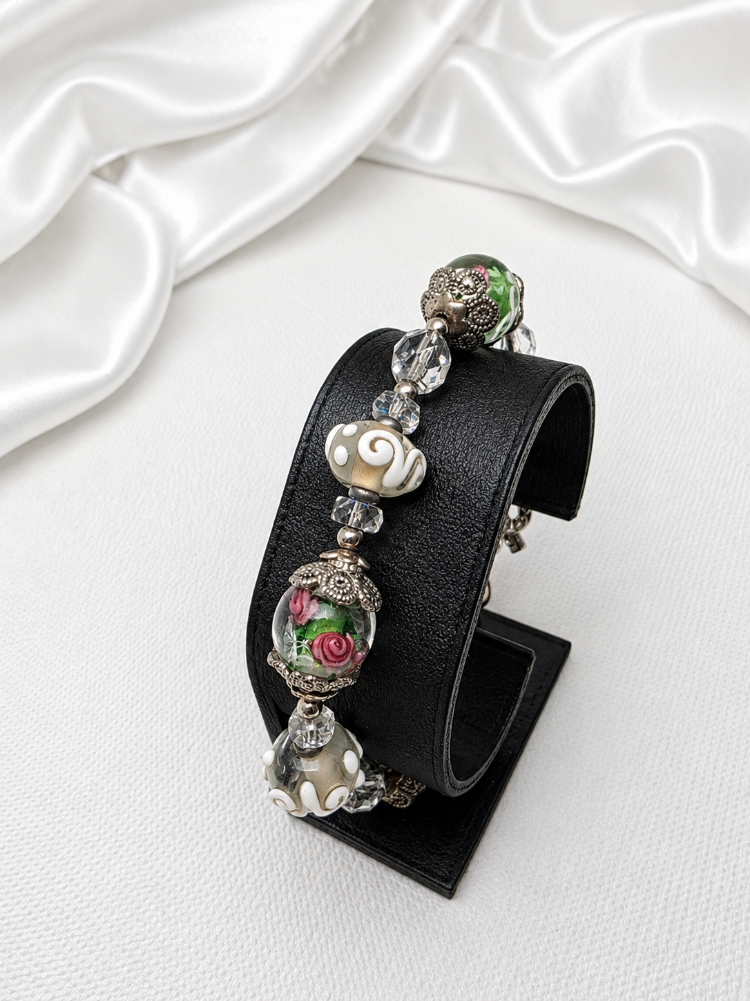 Garden Rose Lampwork Bracelet