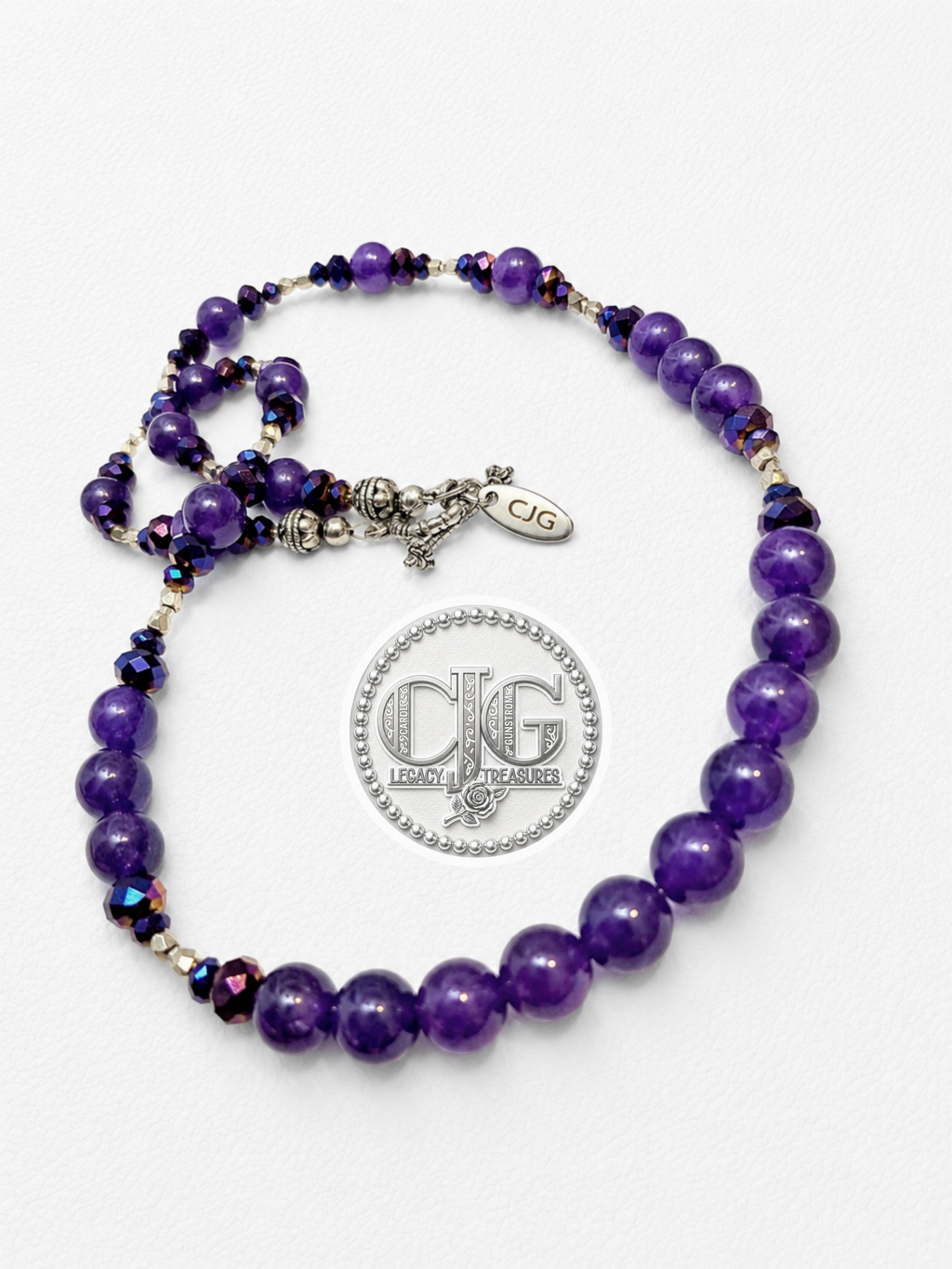 Amethyst & Iridescent Beaded Necklace