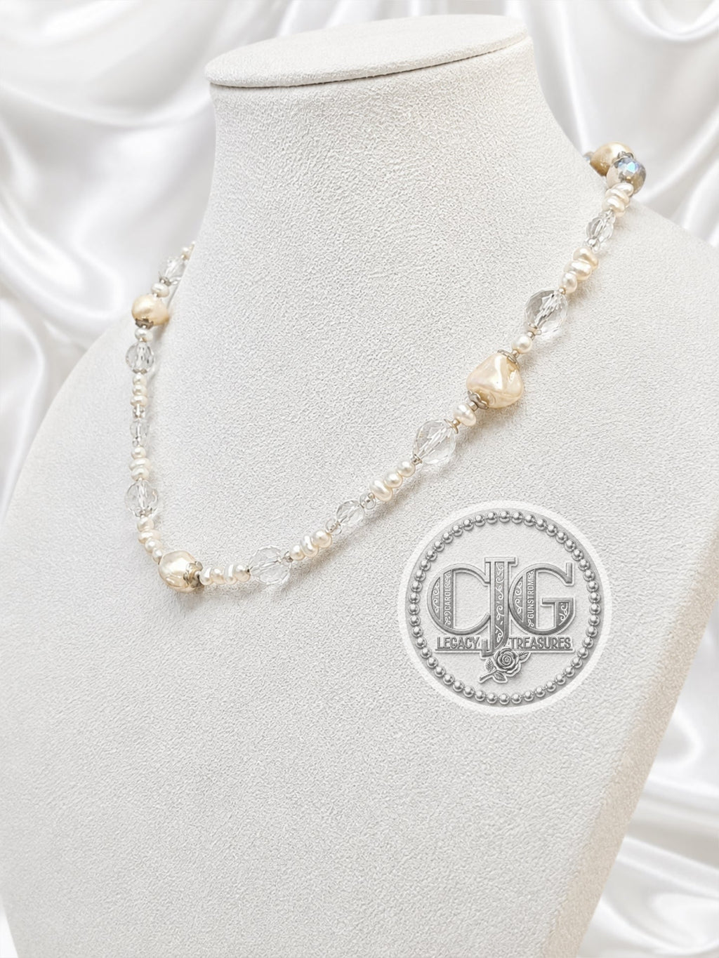 Baroque Pearl & Crystal Backdrop Necklace
