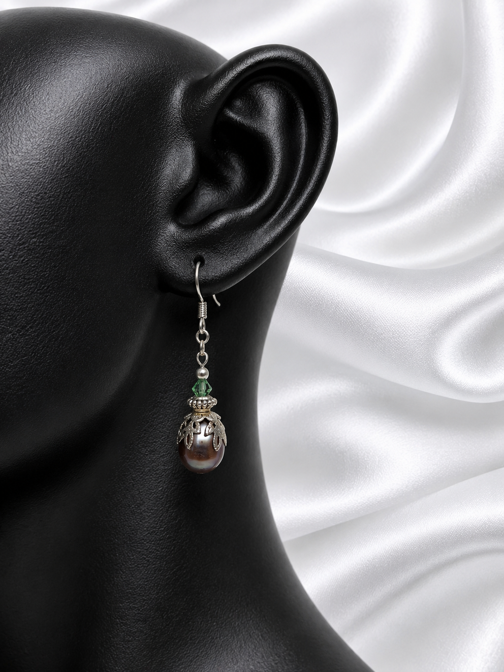 Tahitian-Style Pearl & Crystal Earrings