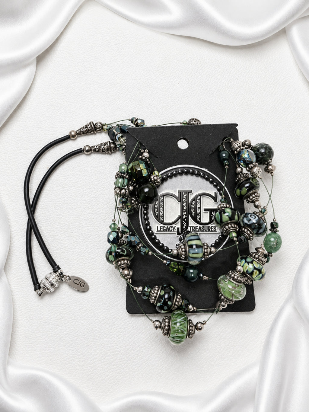 Emerald Floating Lampwork Glass Necklace