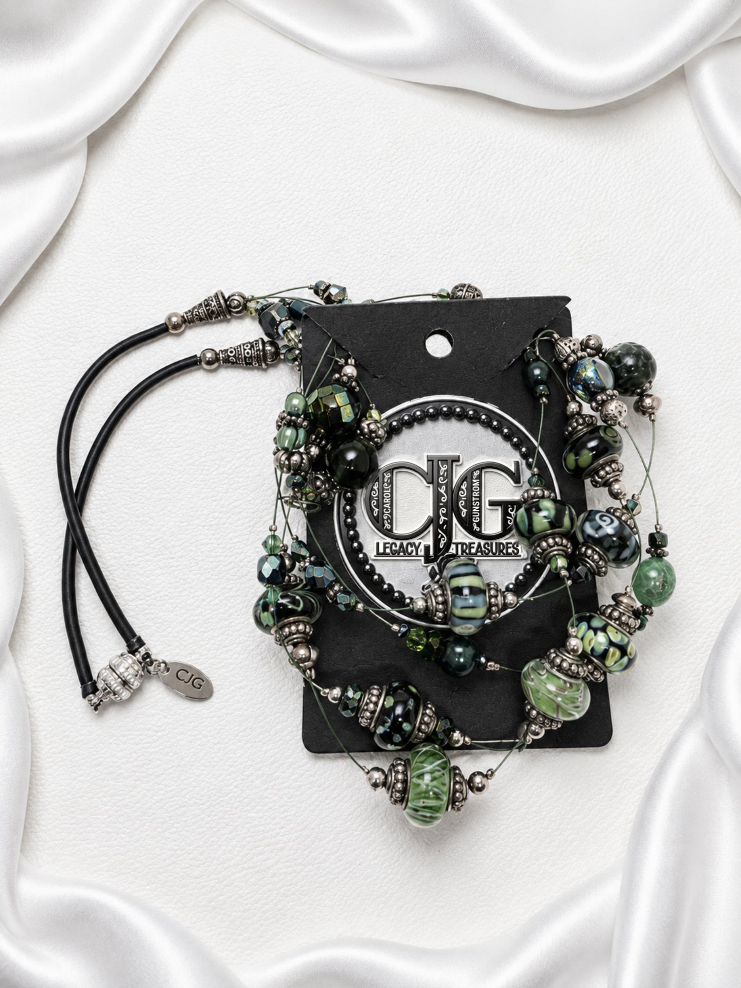 Emerald Floating Lampwork Glass Necklace