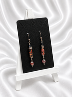 Red-Black Jasper & Crystal Drop Earrings