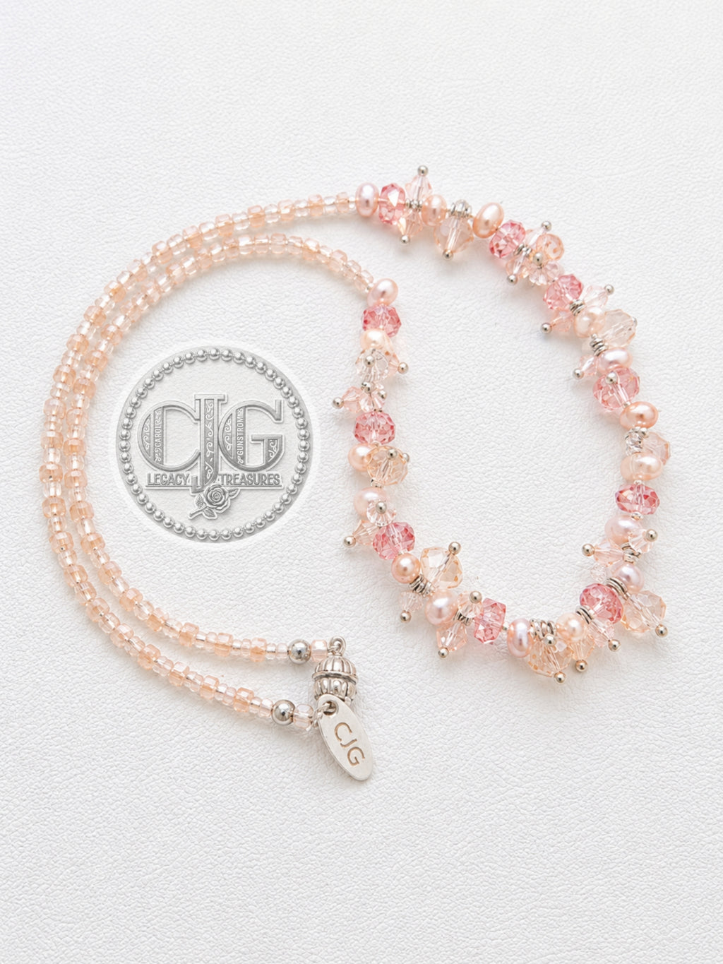 Blush Pearl & Crystal Cluster Necklace