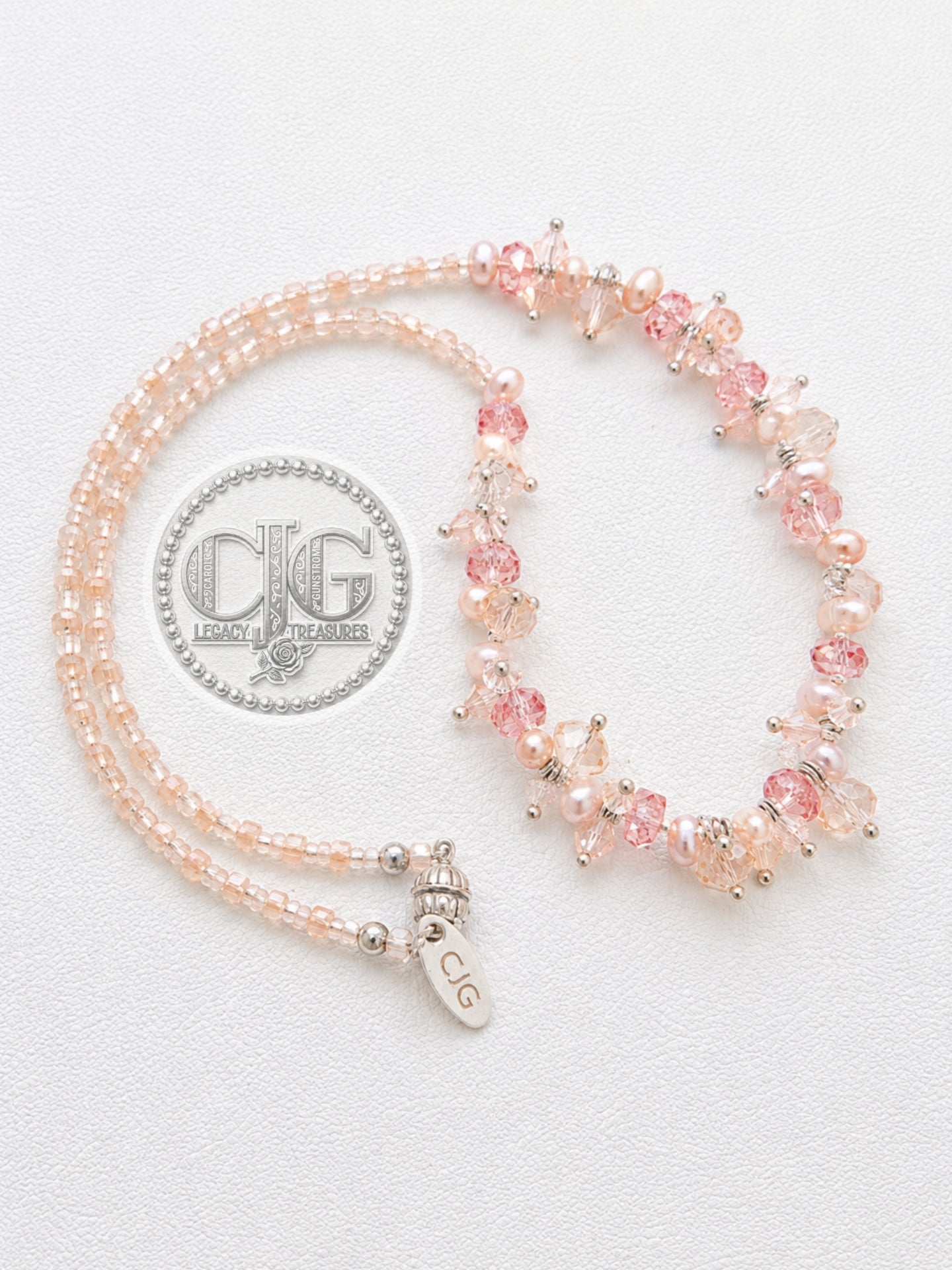 Blush Pearl & Crystal Cluster Necklace