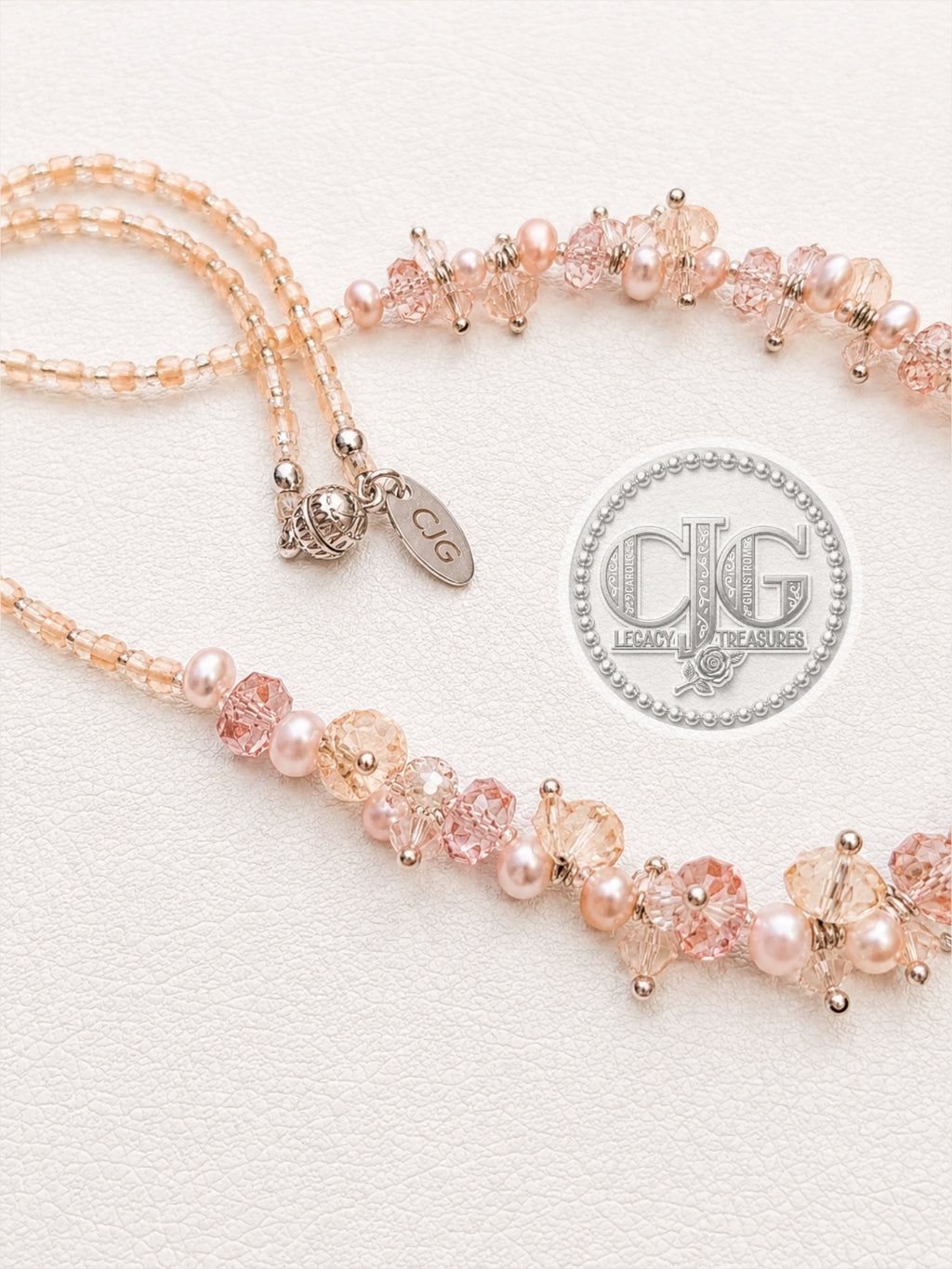 Blush Pearl & Crystal Cluster Necklace