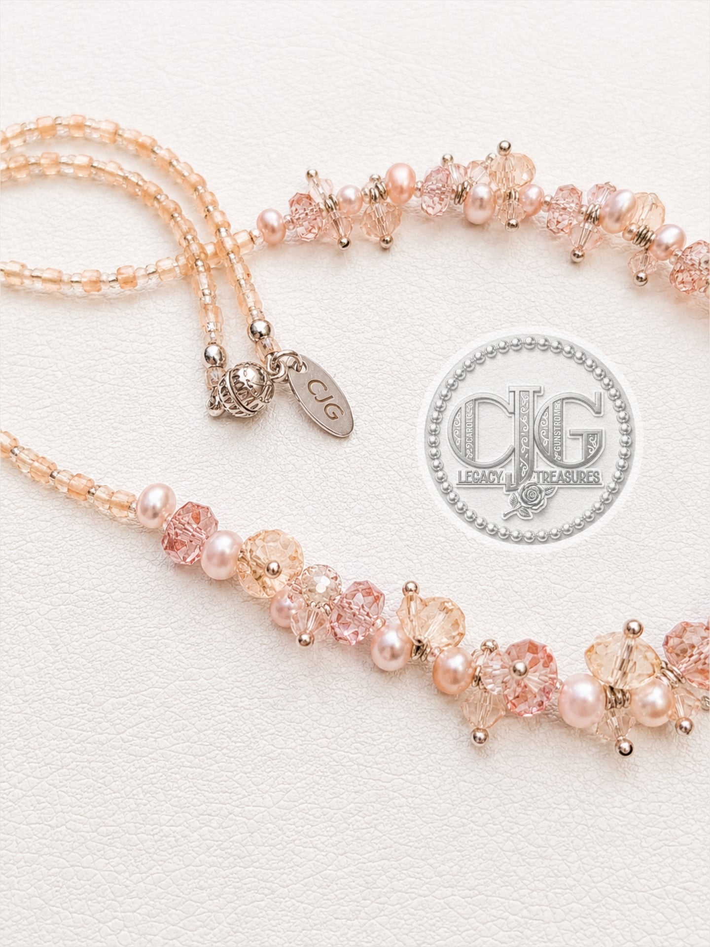 Blush Pearl & Crystal Cluster Necklace