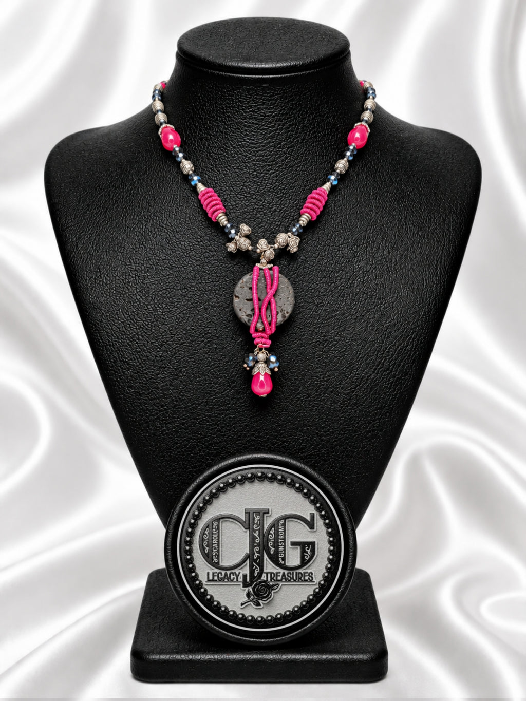 Wine Red Wire Wrap & Lava Rock Necklace