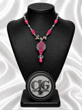 Wine Red Wire Wrap & Lava Rock Necklace